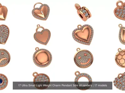 17 Ultra Small Light Weight Charm Pendant 3dm stl renders 3D Model Pack