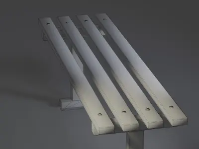 Park Bench Low-poly 3D model 3