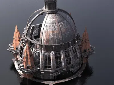 Volcano Tower castle Ruin 2 3D model