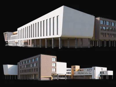 Modern school building 3D model