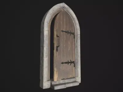 Arched Medieval Door Low-poly 3D model