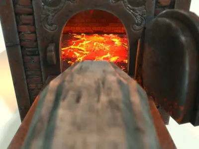 Low Poly Vintage Cremation Furnace  With PBR Materials Low-poly 3D model