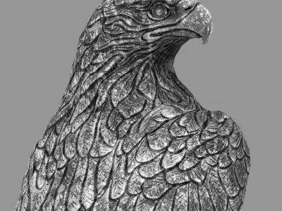 Majestic Eagle Statue  High-Detail PBR Stone Sculpture  Low-poly 3D model