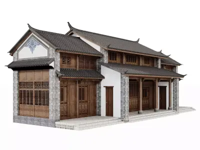 Japan Historic Courtyard House Facade 3D model
