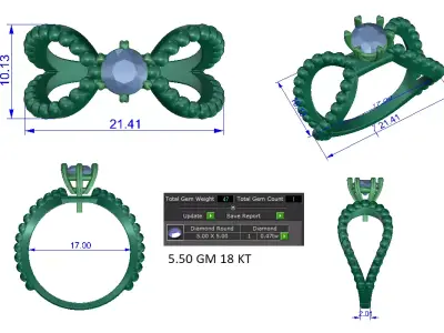 Women Ring  Render 3dm STL OBJ FBX Details 3D print model 346