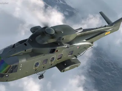  AgustaWestland AW101 Merlin Royal Air Force with Cargo Bag Rigged for Cinema 4D 