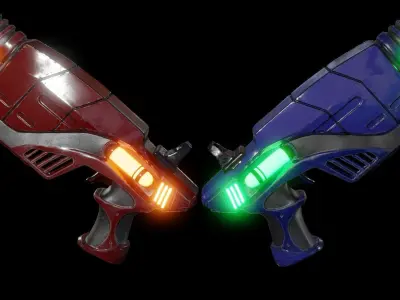 SCI-FI Futuristic Guns Pistols TEXTURED GAME READY 3D Low-poly 3D model