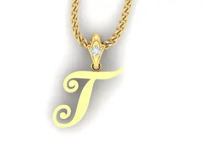 Alphabet V3 Light Gold  Font Pendant T 3D print model