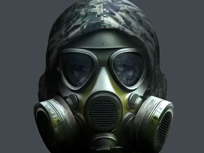 Gas mask helmet 3d model military combat Low-poly Low-poly 3D model