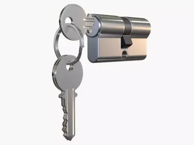Euro Profile Cylinder Barrel Lock with keys 3D model