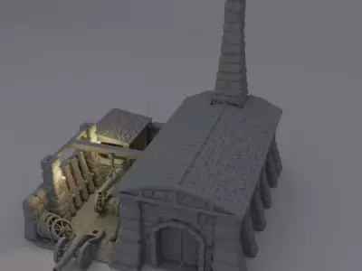 Medieval Cannon Forge Tabletop Terrain 28 mm 3D print model