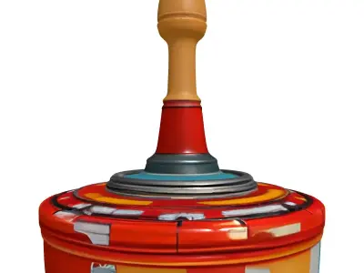 Distressed Retro SciFi Spinning Top Low-poly 3D model