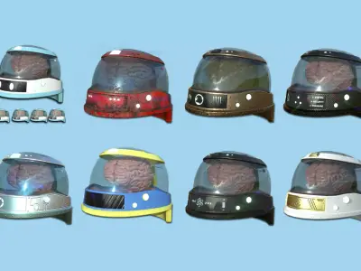 08 SciFi Brain Helmet Collection - Character Design Fashion 3D Model Pack