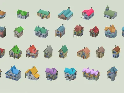 Mobile lowpoly buildings Low-poly 3D model