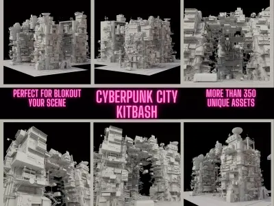 Cyberpunk  city ultimate Pack SCIFI KItBash Low-poly 3D model