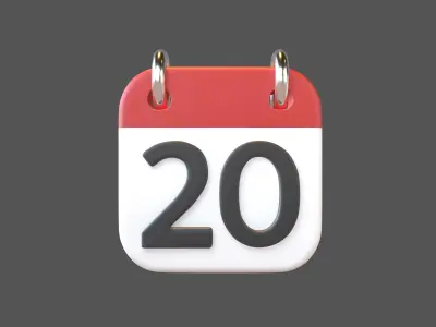 Calendar Icon 20 v1 001 Low-poly 3D model