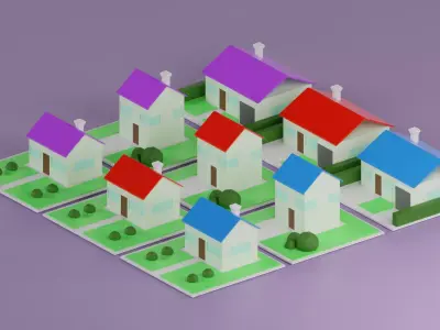 LowPoly Houses  Evolution Free low-poly 3D model