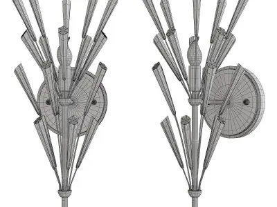 Luna Crystal Wand Branched Single Light Wall Sconce Low-poly 3D model