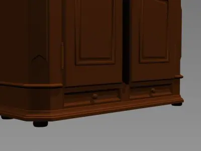 wardrobe wooden armoire with doors Low-poly 3D model