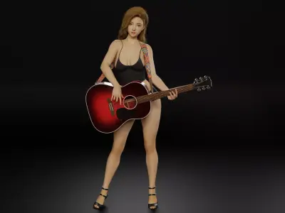 Guitar Woman 3d model 3D model