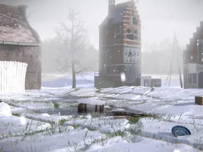 snow farm Scene  Low-poly 3D model