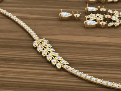 Light Weight Gold Necklace Set 3D print model