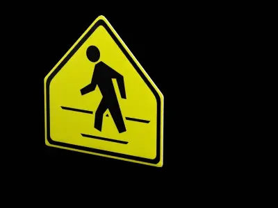 Street Sign Pentagon Low-poly 3D model