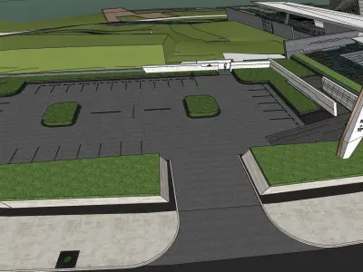 contemporary corporate office building 3D model