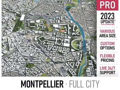 Montpellier - 3D City Model Low-poly 3D model