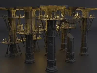 Infested Dwarf Pillars Tabletop Terrain 28 mm 3D print model