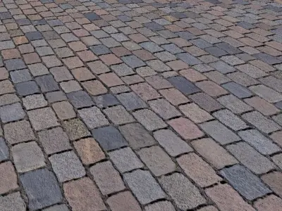Pavement cobblestone street with bricks Texture