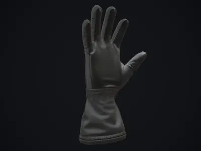 Black winter gloves Low-poly 3D model