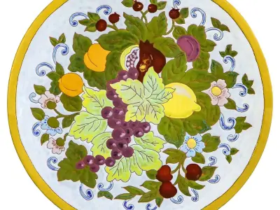Hand Painted Ceramic Plate Motif  Texture