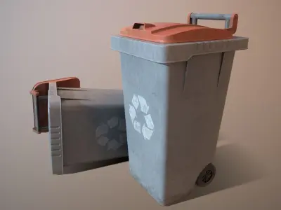 dustbin trash can and recycling bin Low-poly 3D model