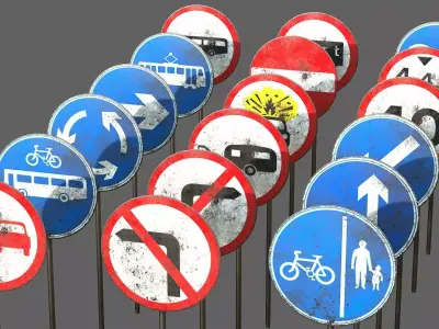 Traffic Sign Collection VOL 2 Low-poly 3D model