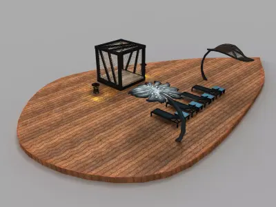Poolside design  Low-poly 3D model