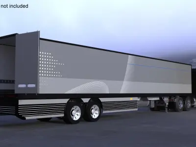  Freight Truck with Futuristic Trailer Rigged for Cinema 4D 
