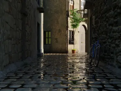 European Alley 3d Scene 3D model