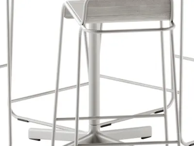 Neu Round Table High by Hay and Flow Aluminium Stool 3D model