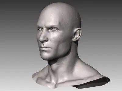 Realistic White Male Head 3D model