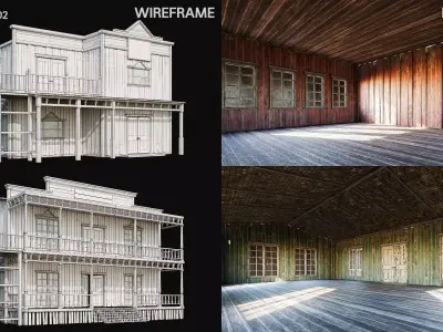 WILD WEST 02 with INTERIORS 4K TEXTURES Low-poly 3D model