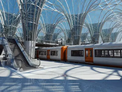 Modern Train  Station Interior 3D model