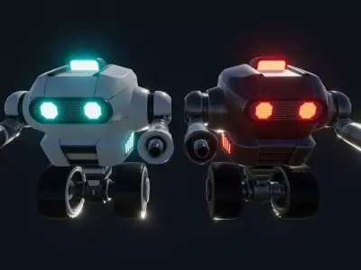 Wheeled Robot Low-poly 3D model