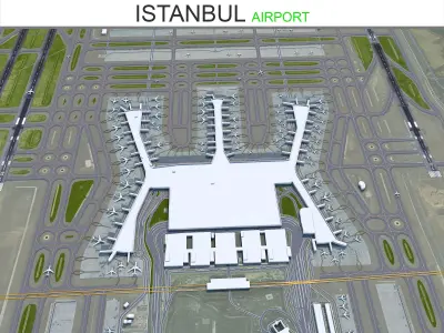 Istanbul Airport 15km Low-poly 3D model