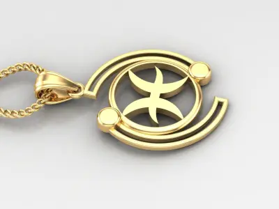 Galaxy Pisces Light Gold Pendant Version 8 3D print model