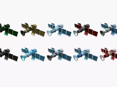 10 Satellites Colors Textures A Collection - SciFi Space Design 3D Model Pack