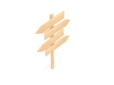 Wooden Signboard  3D model