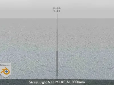 Street Light 6 F3 M1 K0 A1 8000mm Low-poly 3D model