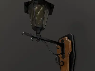 Medieval Street Lamp Low-poly 3D model