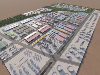 Industrial Factory-Factory building-Complex Petrochemical  3D model